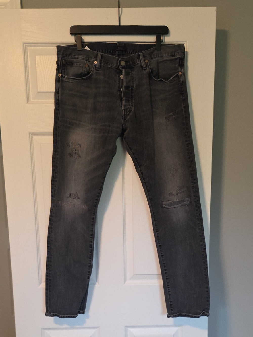 Polo RALPH lauren Men's Distressed Black Denim Jeans